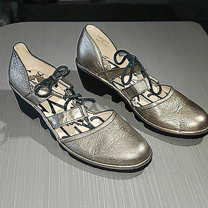 Fly London Gold and Black Sandals